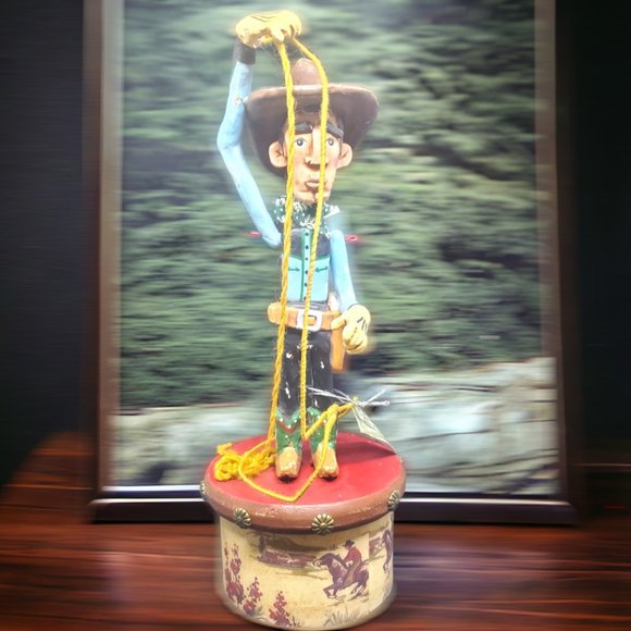 Cowboy with Lariat Treasure Box Figurine by Seasons of Cannon Falls - NIB - Picture 1 of 9